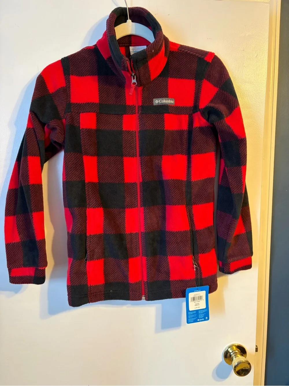 Columbia Kids Red and Black Buffalo Plaid Full Zip Fleece Jacket